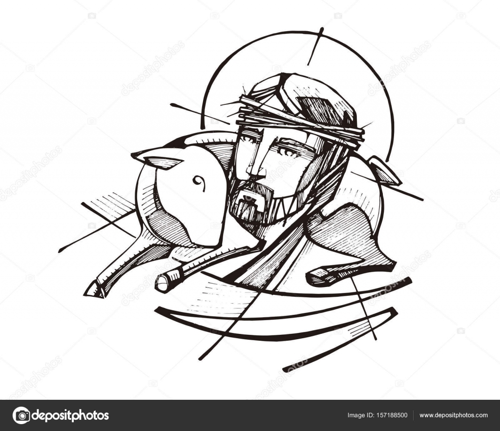 Ilustração Vetorial Desenho Jesus Cristo Bom Pastor imagem vetorial de  bernardojbp© 243835602