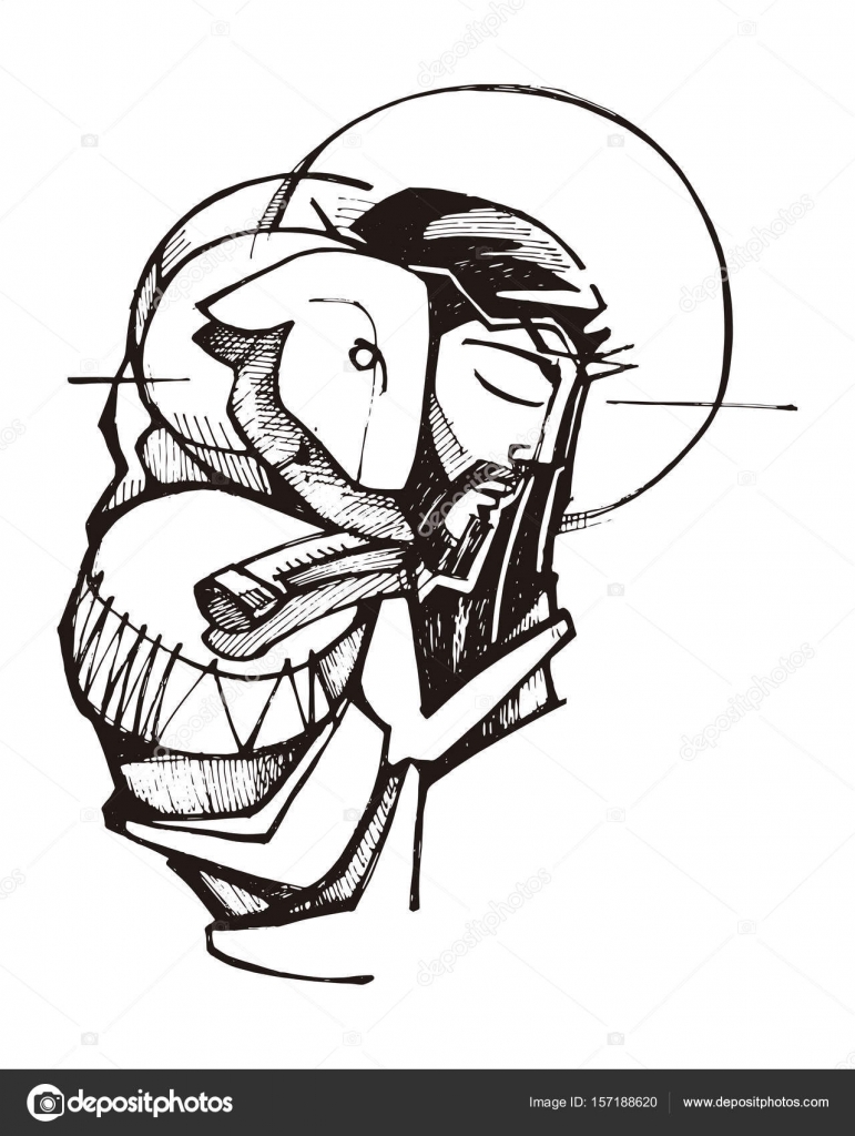 Jesus Christus guter Hirte Stock-Vektorbild von ©bernardojbp 157188620, image size:771x1024