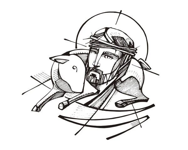 Jesucristo Buen Pastor — Vector de stock