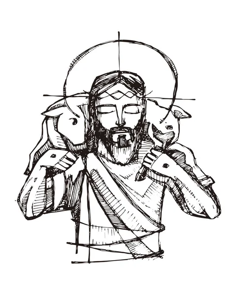Ježíš Kristus, dobrý pastýř — Stockový vektor