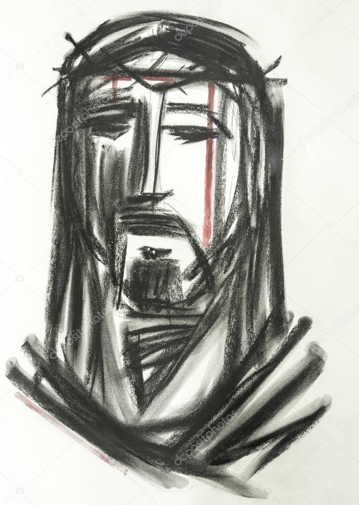 Ilustração de rosto de Cristo Jesus — Fotografias de Stock