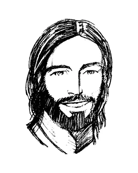 Иллюстрация улыбающегося лица Иисуса Христа — стоковый вектор