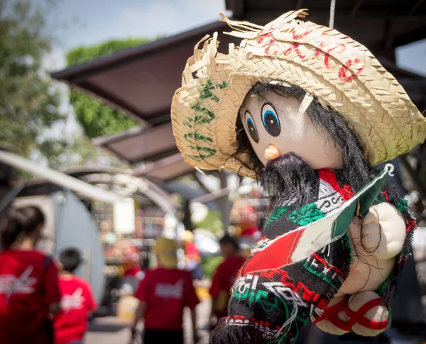 Muñeca mexicana con sombrero y bandera — Foto de Stock