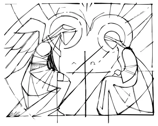 圣母玛利亚和大天使加百列 — 图库矢量图片