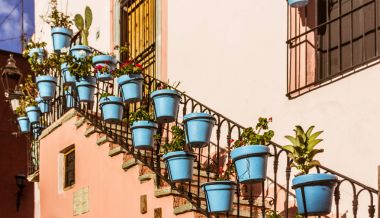 Geleneksel ev cephe San Miguel de Allende Guanajuato'deki/daki oteller beni
