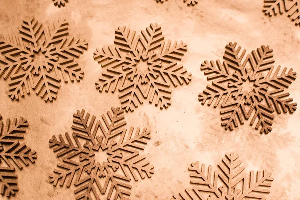 特写镜头的木制雪花符号 圣诞假期背景 — 图库照片