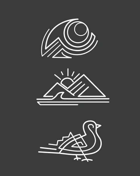 Ilustración Vectorial Algunos Logotipos Dibujos Estilo Étnico Indígena — Archivo Imágenes Vectoriales