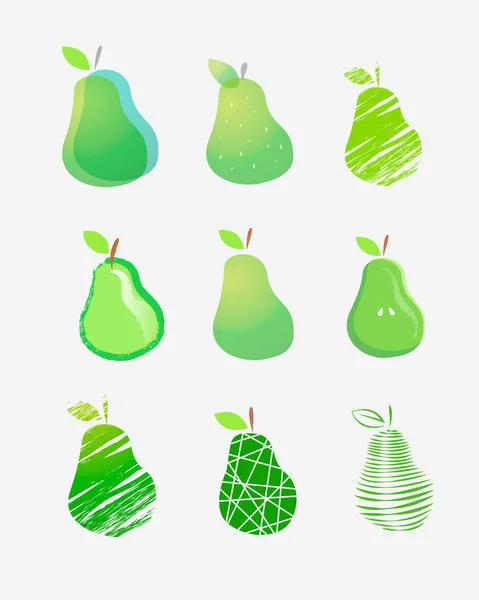 Vektoros Illusztráció Kézzel Rajzolt Zöld Körte Elszigetelt Fehér Background — Stock Vector