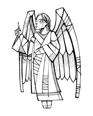 Melek mürekkep illüstrasyon