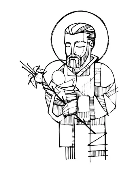 Saint joseph en baby Jezus — Stockvector