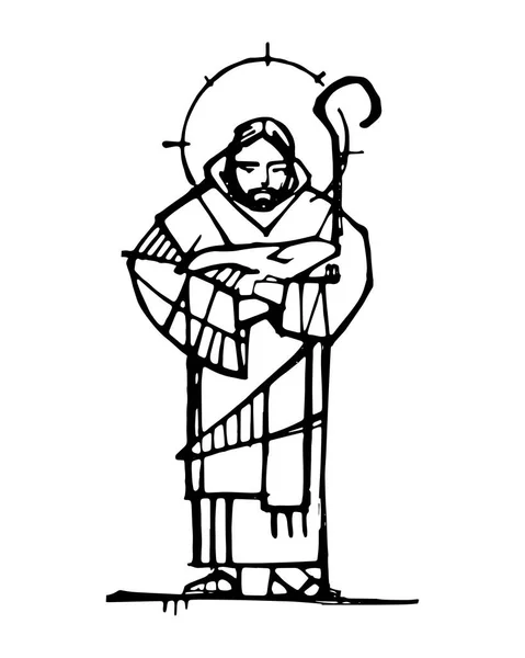 Jesucristo Pastor — Vector de stock