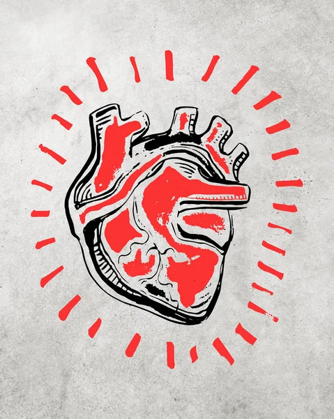 인간의 심장의 손으로 그려진된 스케치 — 스톡 사진