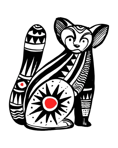手描き猫の部族のベクトル インク イラスト — ストックベクタ