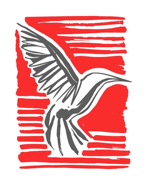 Kuş Vektör Mürekkep Çizim Çekilmiş — Stok Vektör