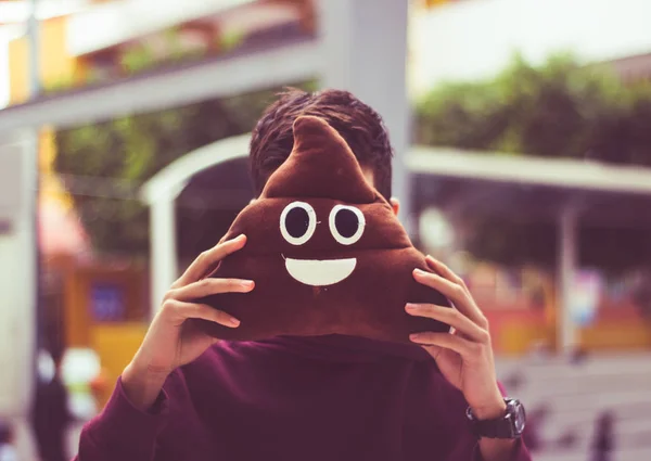 Man Poop Emoji Cushion — Stock Photo, Image