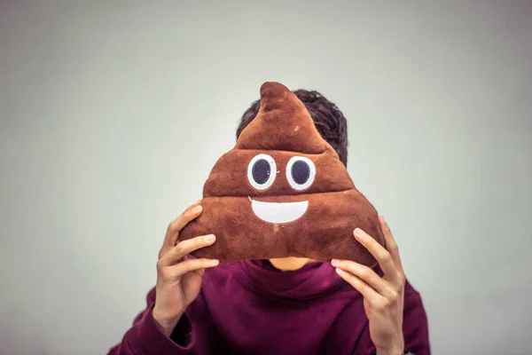 Man Poop Emoji Cushion — Stock Photo, Image