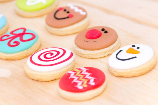 Christmas cookies with funny happy faces