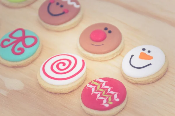 Biscoitos Natal Com Caras Felizes Engraçadas — Fotografia de Stock