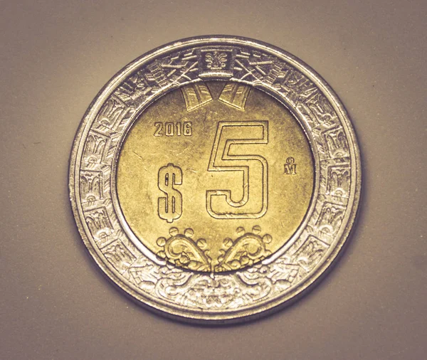 Vijf Mexicaanse pesos munt — Stockfoto