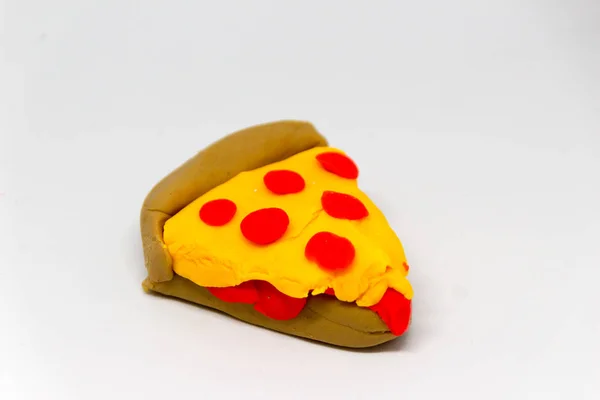 Tranche Pizza Plasticine Sur Fond Blanc — Photo