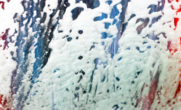 Υπόβαθρο Παράθυρο Του Αυτοκινήτου Και Πολύχρωμο Σαπούνι — Φωτογραφία Αρχείου