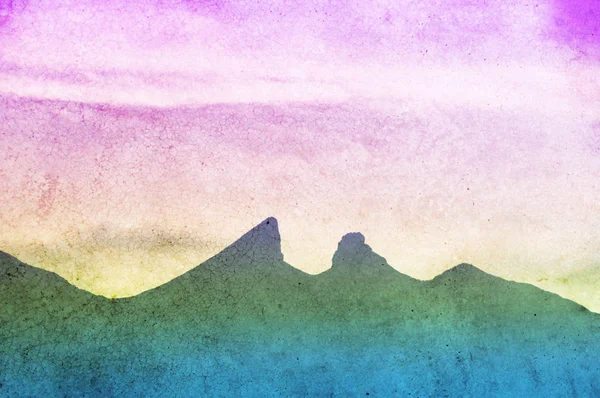 Фотография Города Монтеррей Мексика Характерной Горы Серро Силла Цветовым Градиентом — стоковое фото