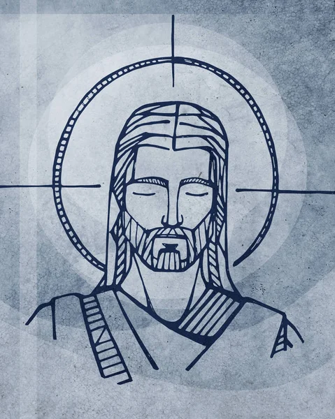 Ilustração Vetorial Desenhada Mão Desenho Jesus Bom Pastor imagem vetorial  de bernardojbp© 369032958