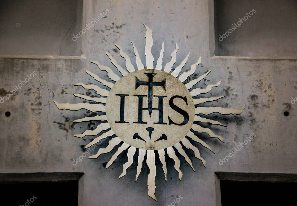 MONTERREY, NUEVO LEN, MEXICO - 4.8.2018: (Photograph of a Jesuit religious symbol at Corpus Christi Parish)