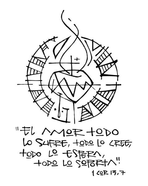 Frase Religiosa Español Que Significa Amor Sufre Todo Cree Todo — Vector de stock