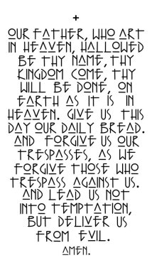 Hand drawn vector illustration or drawing of Our Father Christian prayer