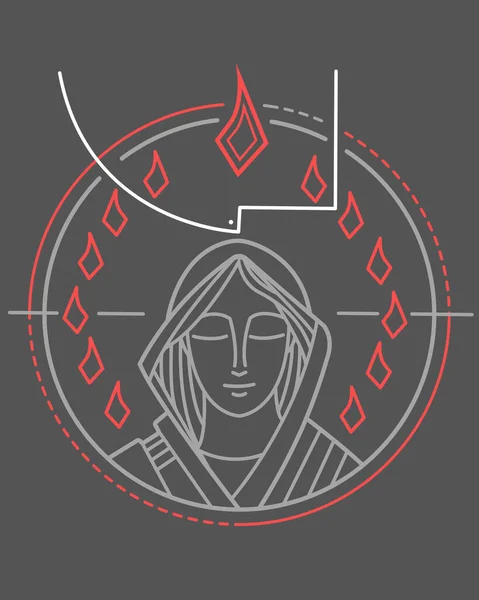 Illustration Vectorielle Dessinée Main Dessin Vierge Marie Saint Esprit Pentecôte — Image vectorielle