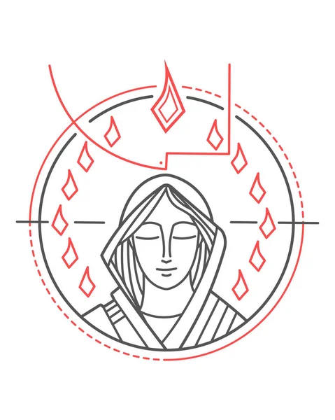 Ilustração Vetorial Desenhada Mão Desenho Virgem Maria Espírito Santo Pentecostes —  Vetores de Stock