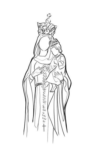 Ilustração Vetorial Desenho Nossa Senhora Rosário Virgem Maria —  Vetores de Stock