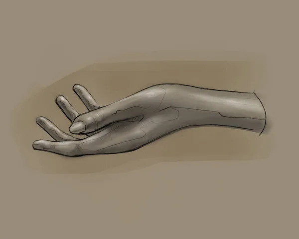 Χειροποίητη Απεικόνιση Σχέδιο Ανθρώπινου Γυναικείου Χεριού — Φωτογραφία Αρχείου