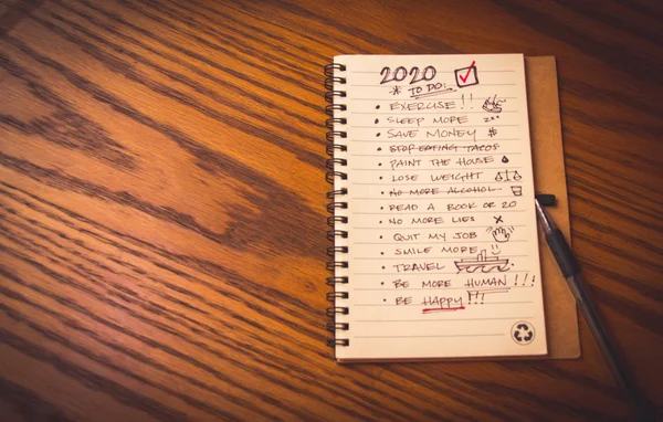 Lista de resolução de ano novo para 2020 — Fotografia de Stock