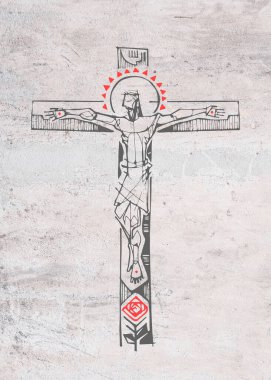 Çarmıhta İsa Mesih 'in el çizimi ya da çizimi