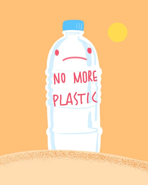 Ilustrasi Tangan Atau Gambar Botol Plastik Dengan Kalimat Tidak Ada — Stok Foto