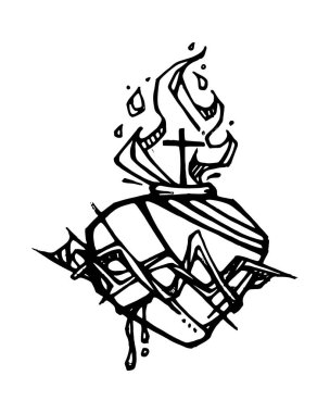 El çizimi vektör çizimi veya İsa 'nın kutsal kalbi