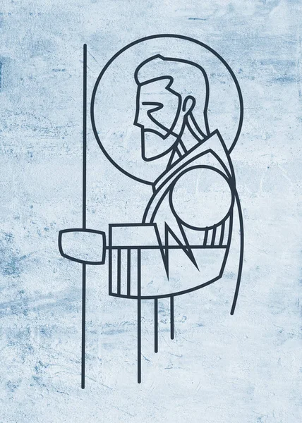 Digital Illustration Drawing Saint Joseph Minimalistic Style — Stock Photo, Image