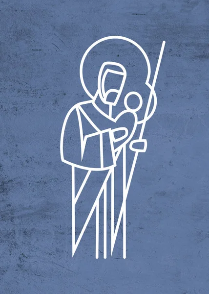 Digitale Illustration Oder Zeichnung Des Heiligen Josef Mit Jesuskind Minimalistischen — Stockfoto