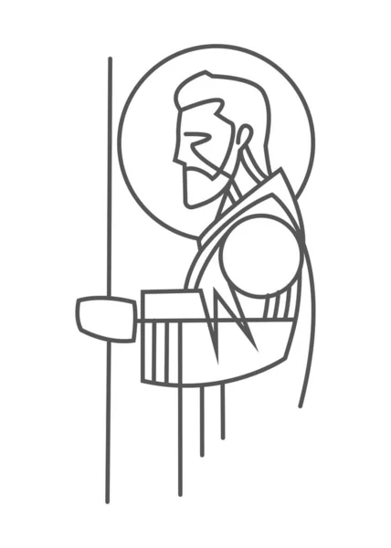 以简约主义风格描绘圣约瑟的数字矢量 — 图库矢量图片