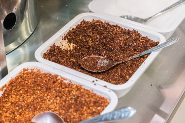 Zemin kırmızı biber ve kurutulmuş biber portre