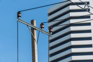 Elektrik kabloları veya kutup Bangkok City.