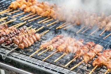 kömür ızgara üzerinde marine edilmiş et ızgara