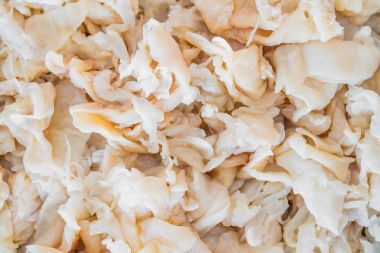 Haşlanmış jöle balık beyaz plaka üzerinde