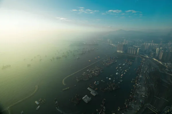 Hong Kong manzarası gökyüzü 100 gün batımında - Stok İmaj