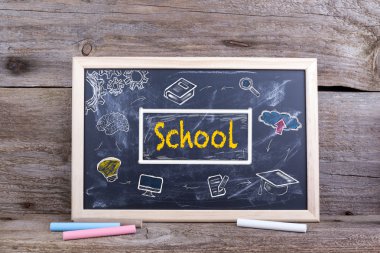 Okul yazı tahtası üzerinde. Bilgi eğitim akademik çalışma Concep