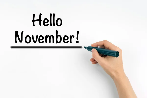 Mână cu marker scris Hello November ! — Fotografie, imagine de stoc