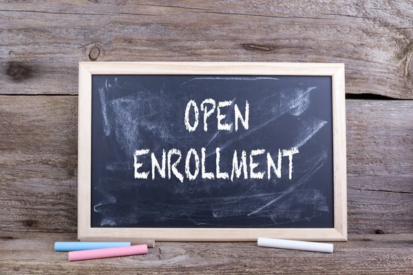 Open Enrollment on blackboard — Stock Photo, Image