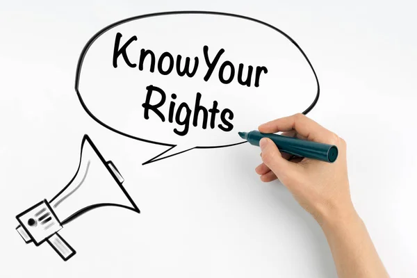 Know Your Rights. Megaphone and text on a white background — Stock Photo, Image